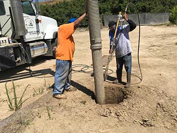 Hydro-excavating for sewer line repair in Los Angeles County, CA.
